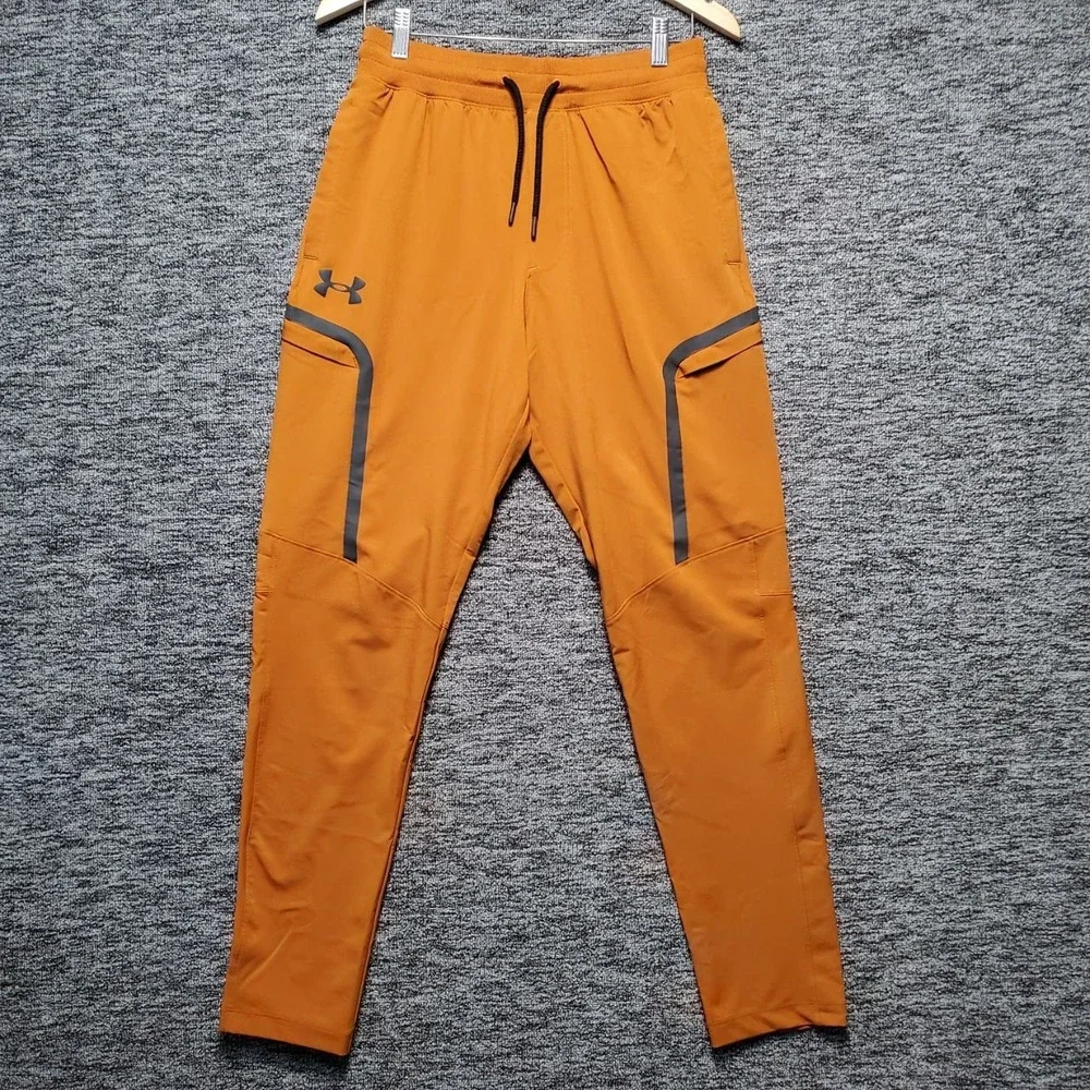 Under Armour 1373864 Hybrid Cargo Pants Mens Medium M Orange Joggers Athletic